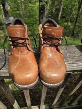 Womens Red Wing Shoes Tan Leather Work Boots with Black Laces